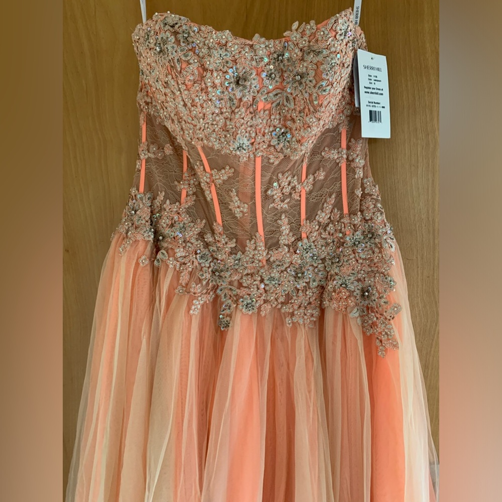 ❤️NWT’s OBO! Sherri Hill Style 11135 Nude/Peach Sz 18
